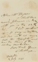 Babbage (Charles) Autograph Letter signed to Mrs Horner, 1840, accepting an invitation in …
