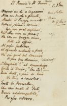 Fox (Charles James) 2 Autograph manuscript poems in Italian, signed by Fox ("C.J. Fox") at the …