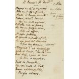 Fox (Charles James) 2 Autograph manuscript poems in Italian, signed by Fox ("C.J. Fox") at the …