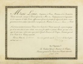 Napoleon I.- Marie Louise (Empress of the French) Document signed nominating the Baronne de Lacour …