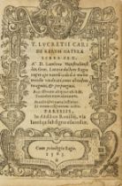 Lucretius Carus (Titus) De rerum natura libri sex recogniti, first 'pocket edition', Paris, House …