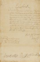 Charles II (King) Warrant signed authorising the payment of one hundred pounds to Ambrose Pudsay …