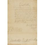 Charles II (King) Warrant signed authorising the payment of one hundred pounds to Ambrose Pudsay …