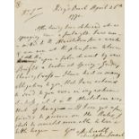 18 century poet detained for debt.- Smart (Christopher) Autograph Letter signed to Sir John Hussey …