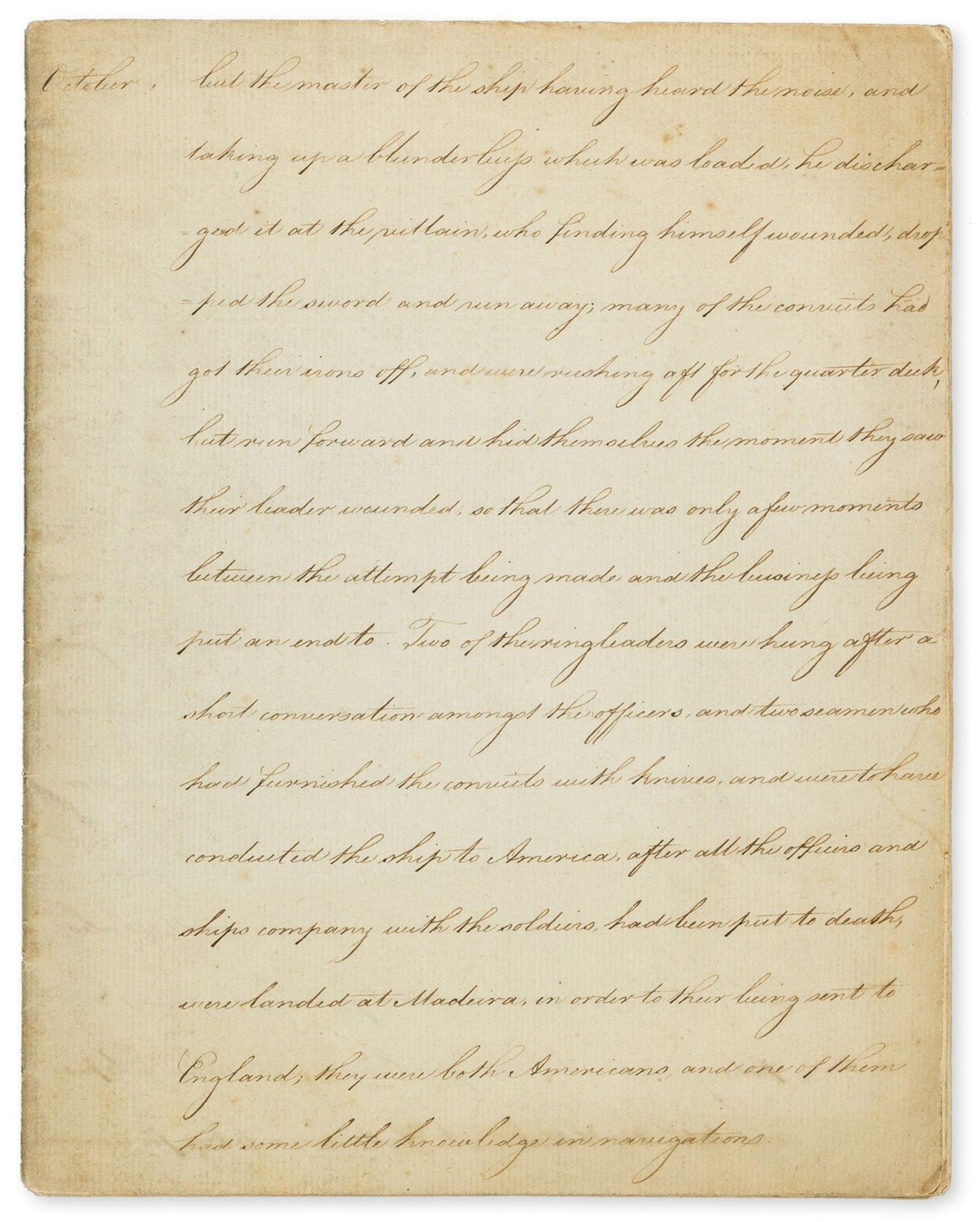 Australia.- [Account of the Third Fleet to Australia], manuscript, unbound, watermarked Strasburg …