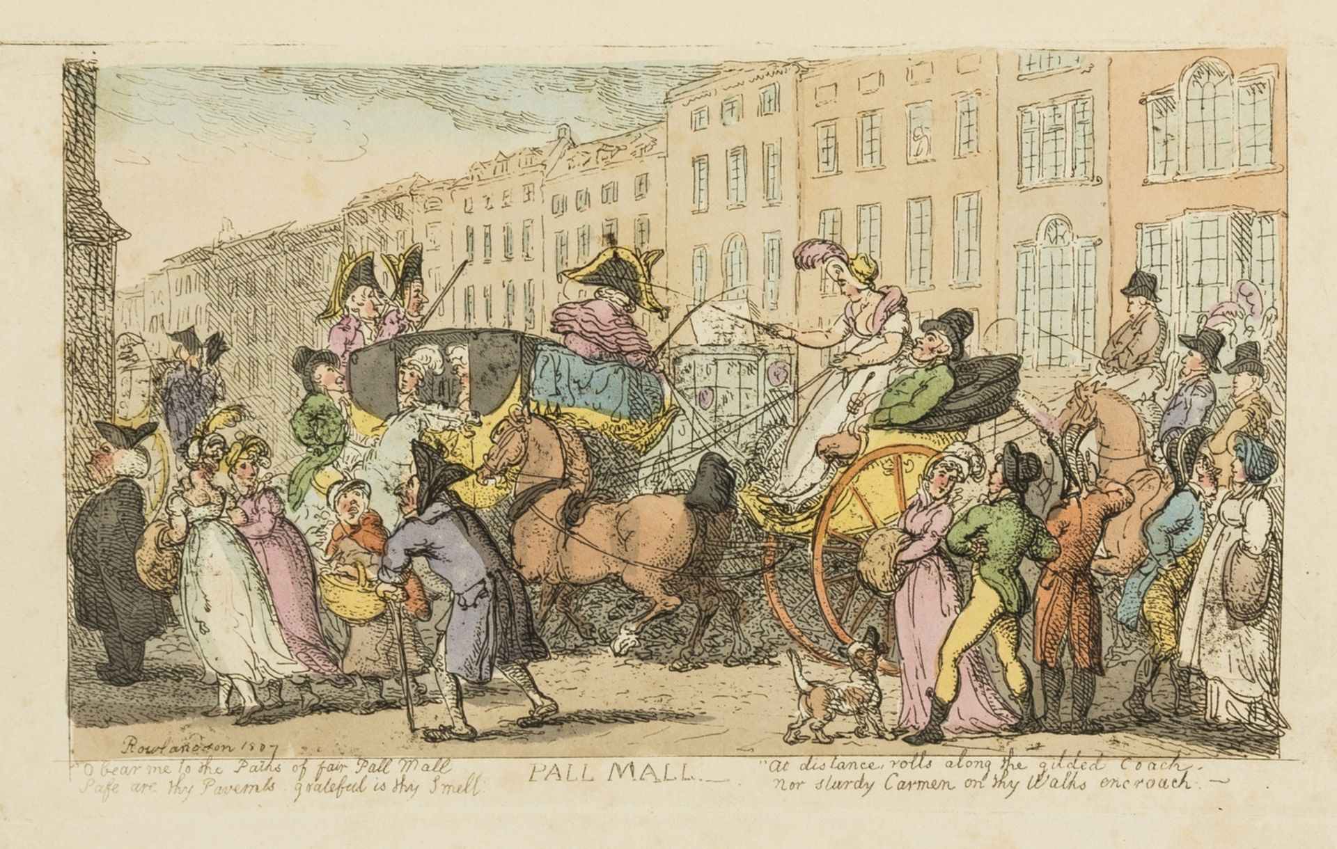 Rowlandson (Thomas) Miseries of Human Life, 50 hand-coloured etchings, with the rare 'Pall Mall' …