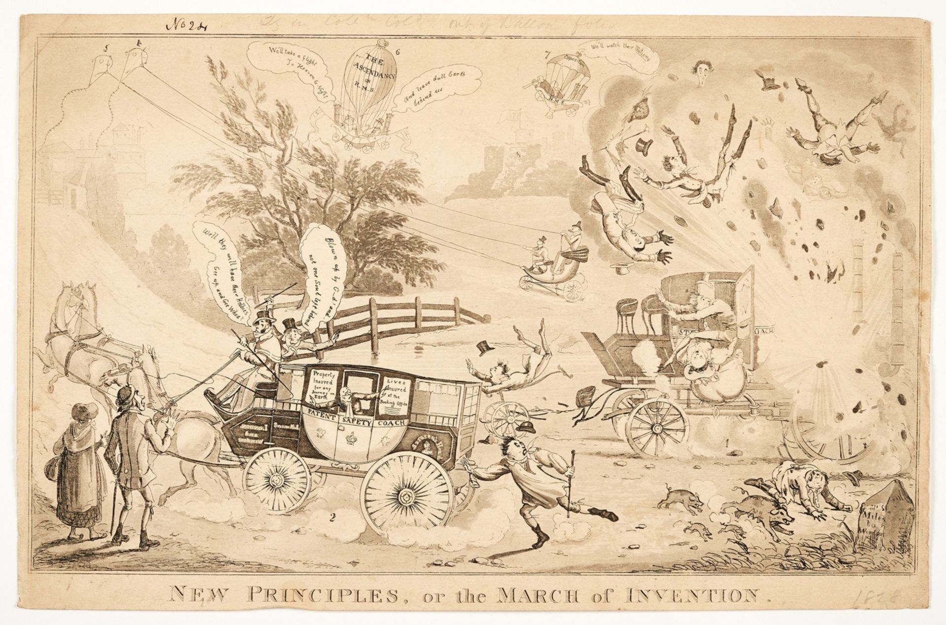 Ballooning.- McLean (Thomas) New Principles or the March of Invention, aquatint, [c. 1824-1830].