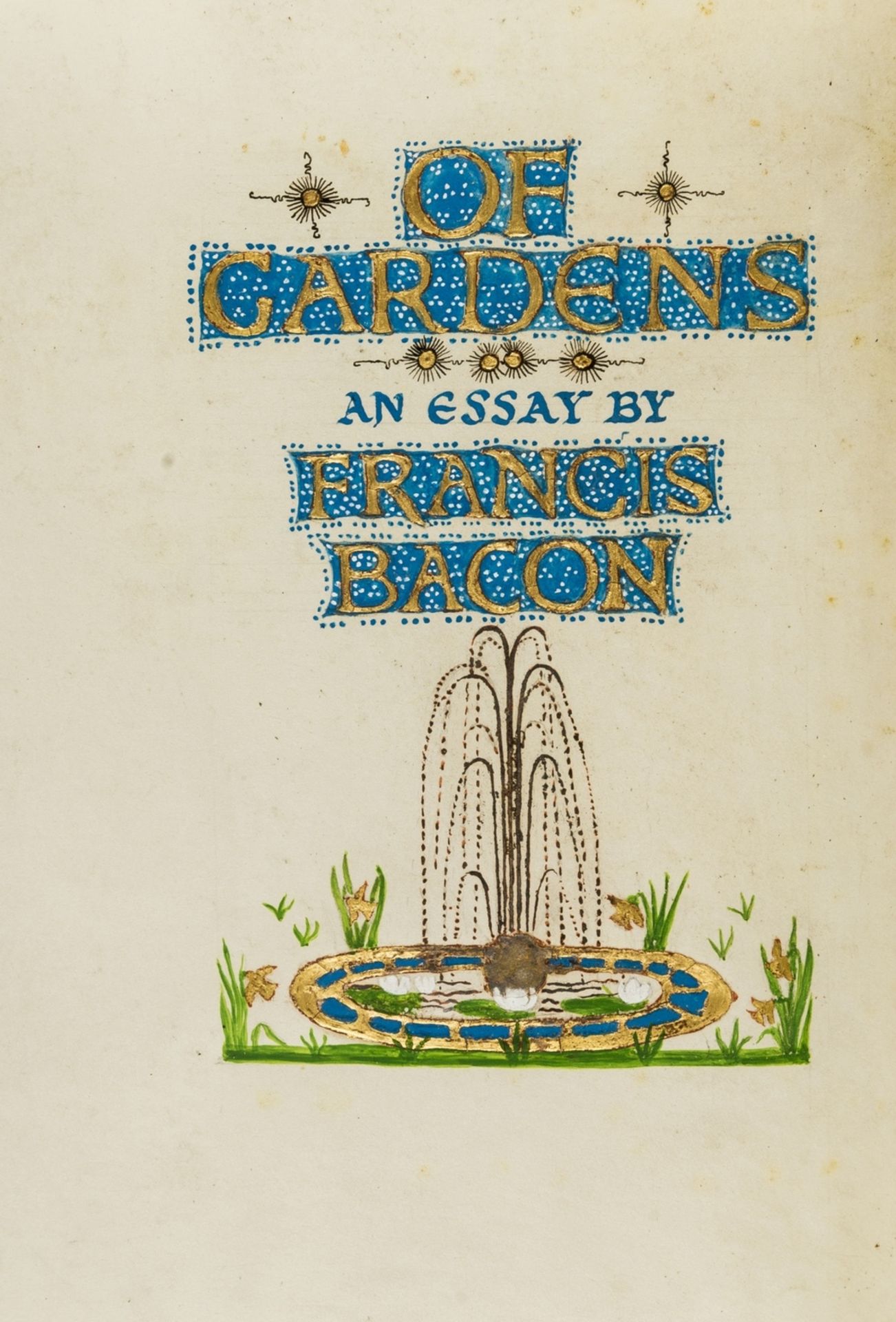 Calligraphic manuscript.- Bacon (Francis) Of Gardens, calligraphic manuscript on vellum, title and …