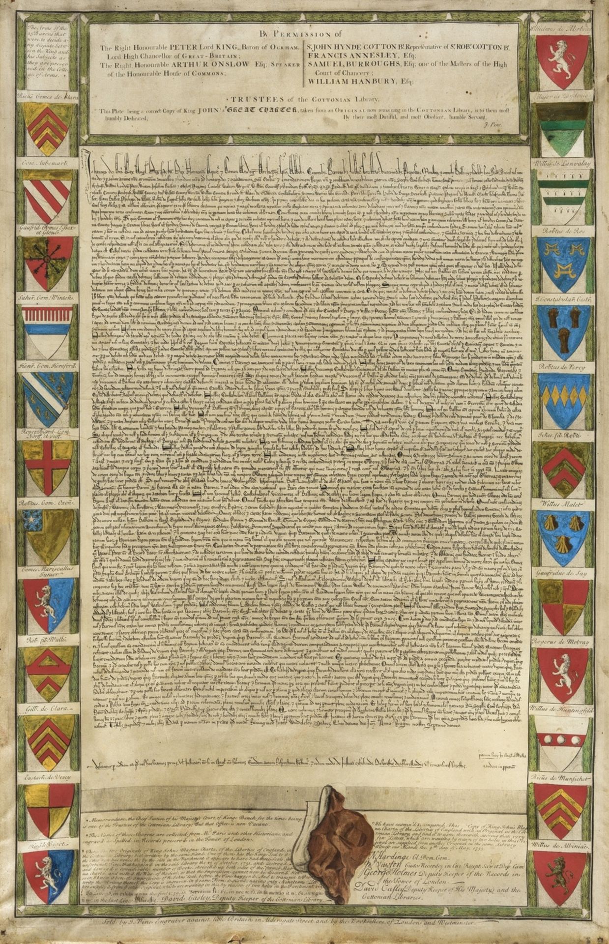 Magna Carta.- An exact copy of King John's Great Charter of 1215, transcribed from the fire …