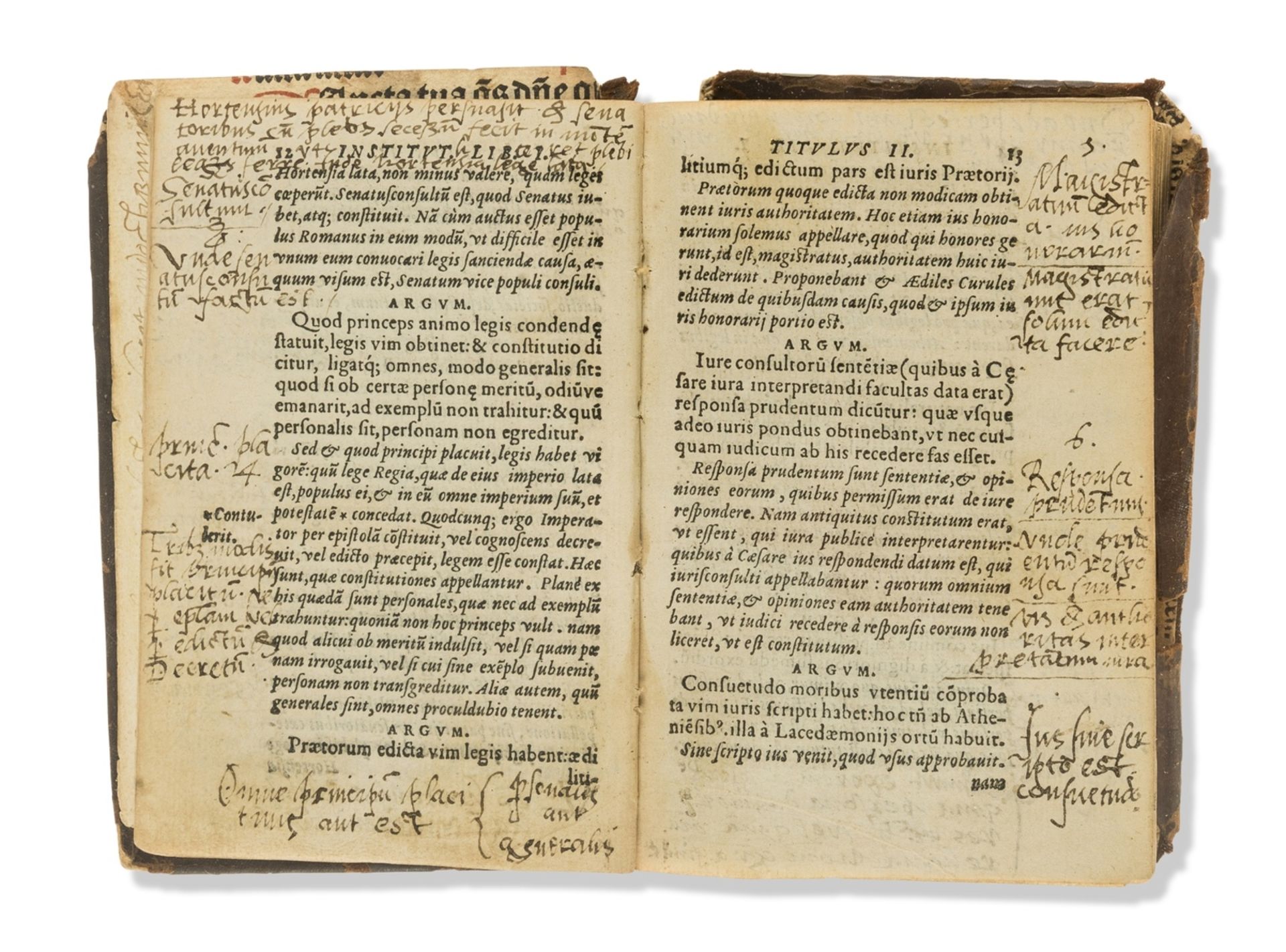 Annotated Law.- Justinianus I. Institutionum libri IIII, a rare little edition, Antwerp, [Joannes …