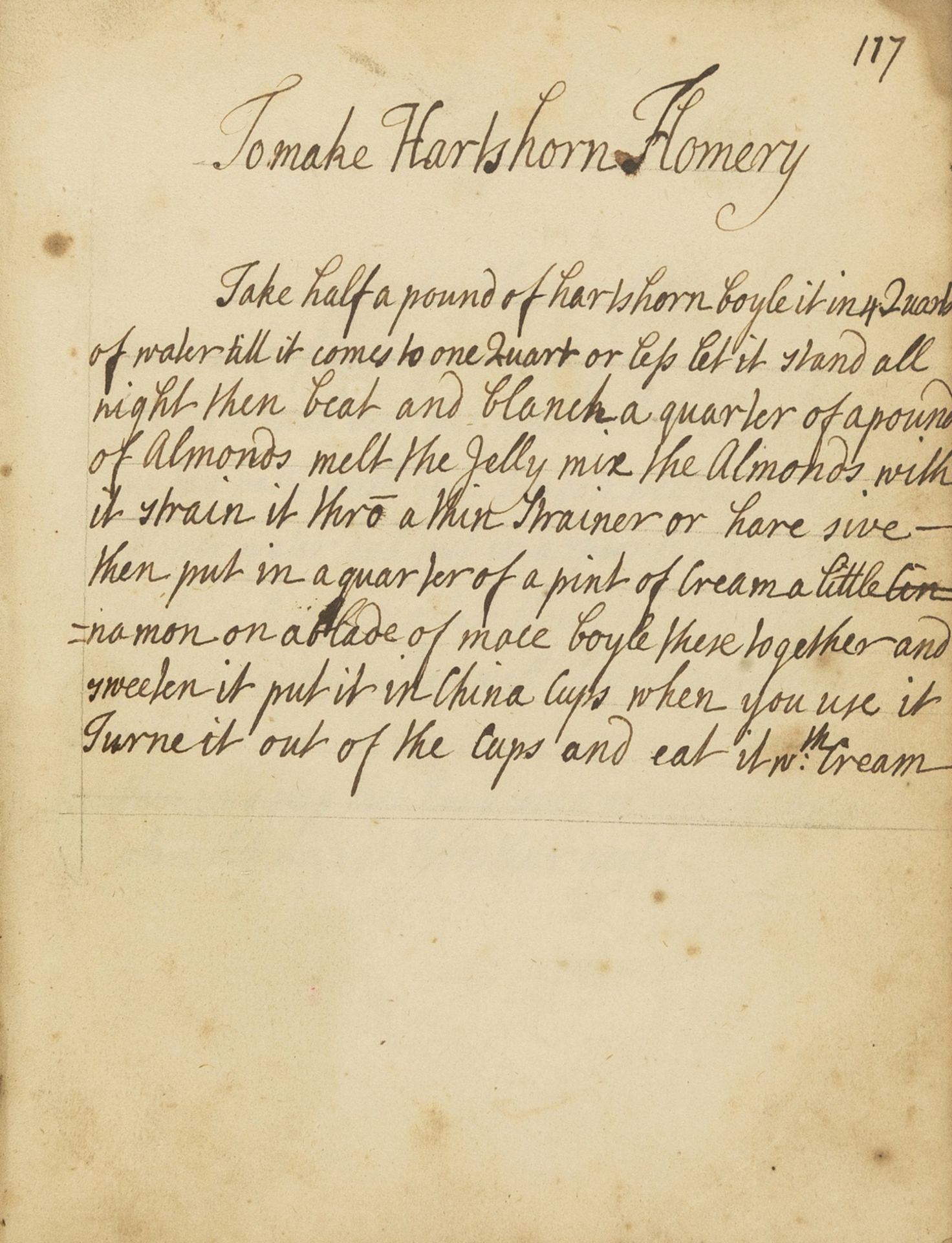 Cookery.- [Eales (Mary)] [Mrs. Mary Eales's Receipts... Collection of recipes], manuscript, …