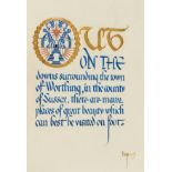 Calligraphic manuscript.- Sussex, Worthing.- G. (D.) Andante... Out on the downs surrounding the …