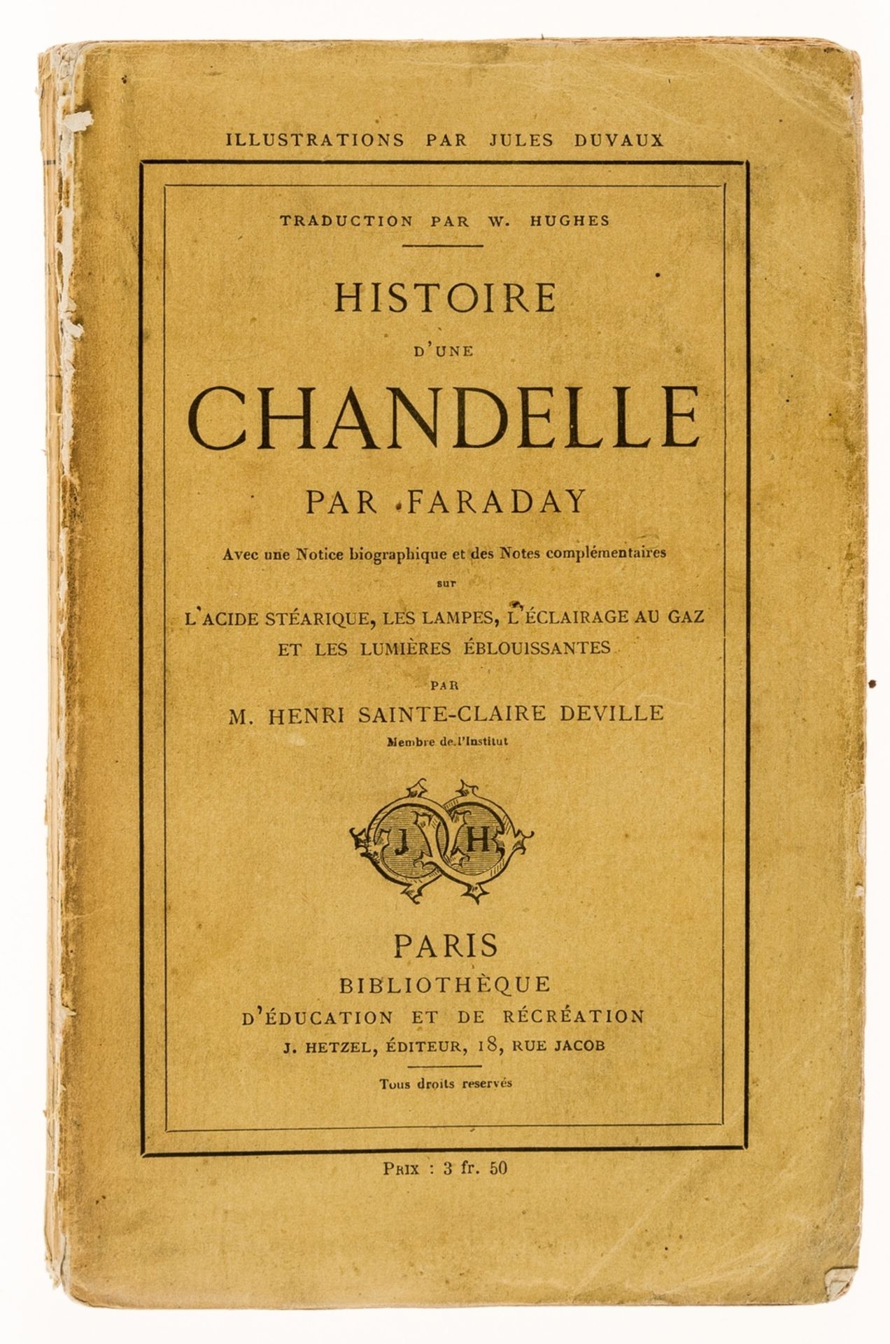 Chemistry.- Faraday (Michael) Histoire d'une Chandelle, first edition in French, original printed …