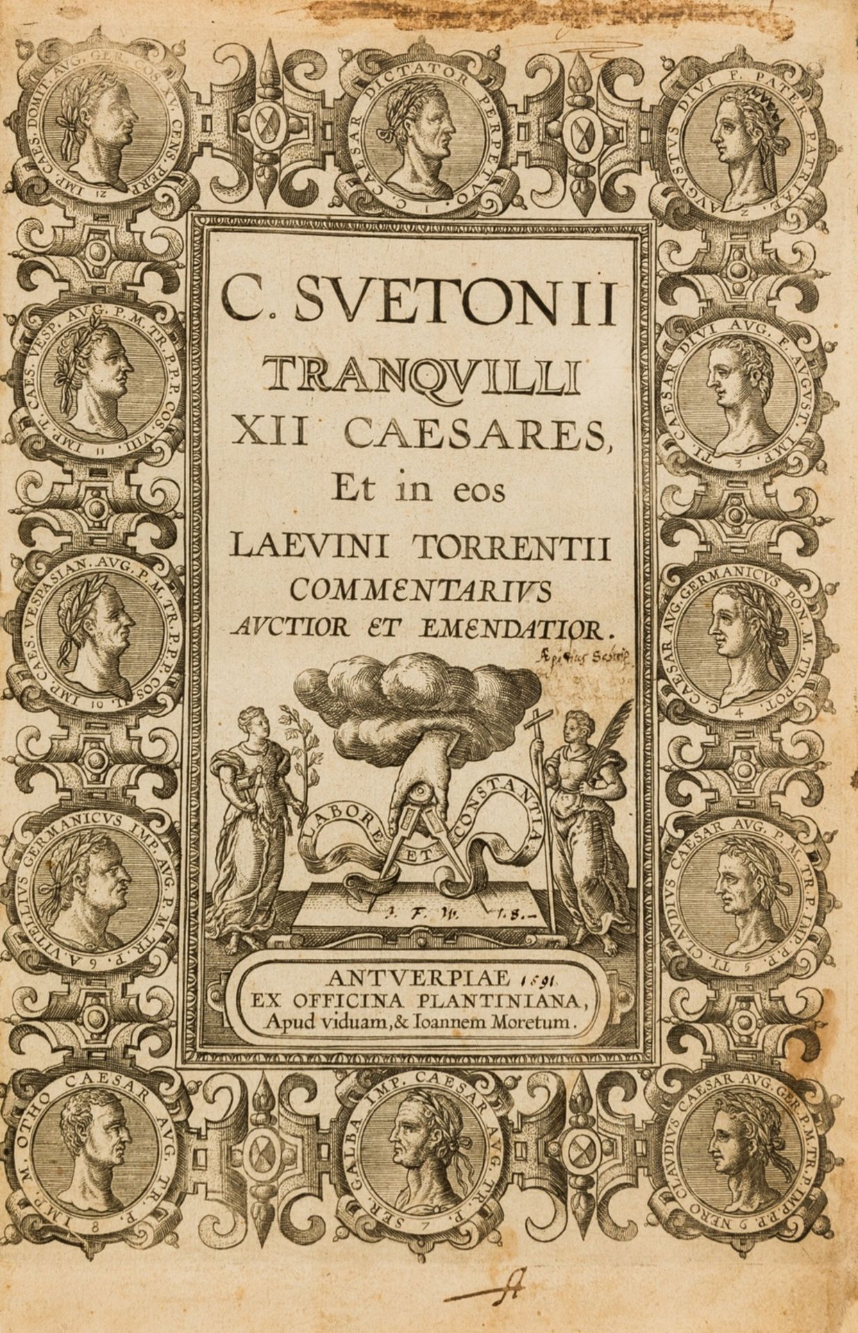 Plantin.- Suetonius Tranquillus (Caius) XII Caesares, Antwerp, Plantin, [1591].