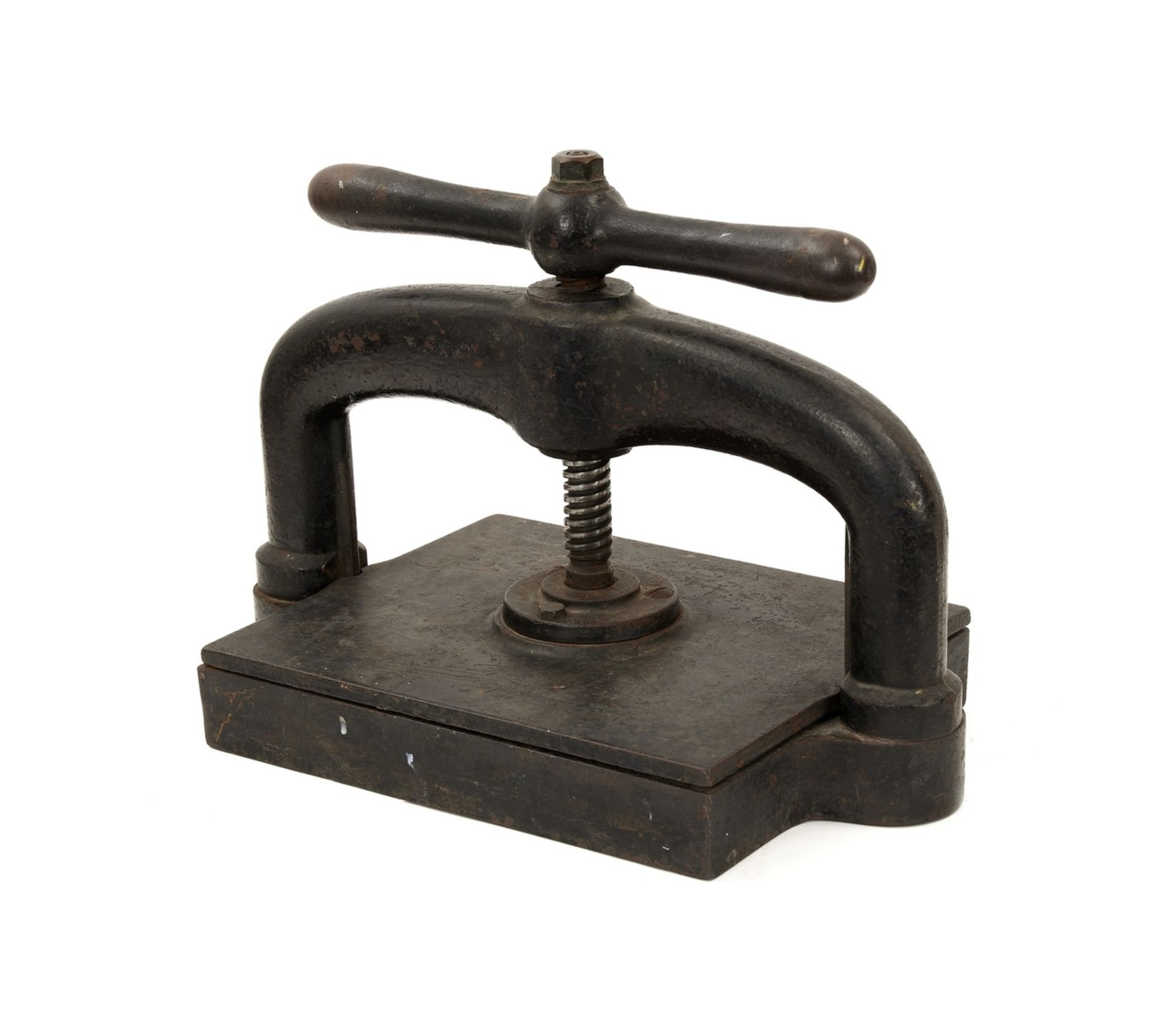 Bookbinding.- Book press., cast iron, c.380 x 410 x 250mm., daylight 65mm.