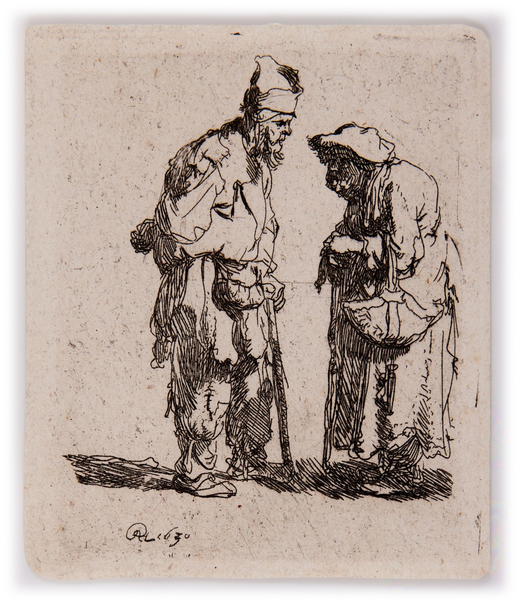 Rembrandt van Rijn (1606-1669) Beggar man and beggar woman conversing