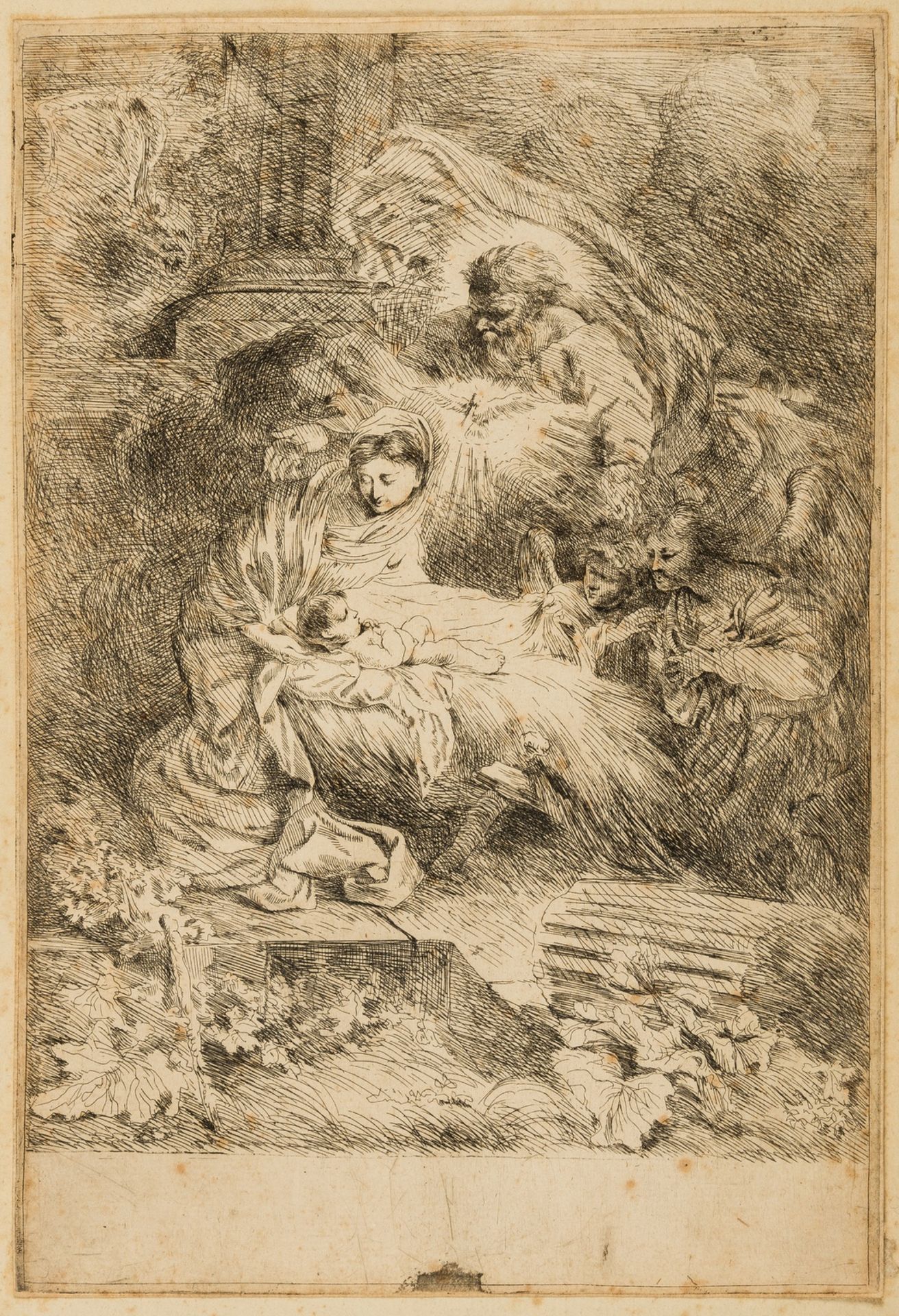 Giovanni Benedetto Castiglione (1609-1664) The Nativity with God the Father, the Dove of the Holy …