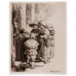 Rembrandt van Rijn (1606-1669) Beggars Receiving Alms at the Door of a House