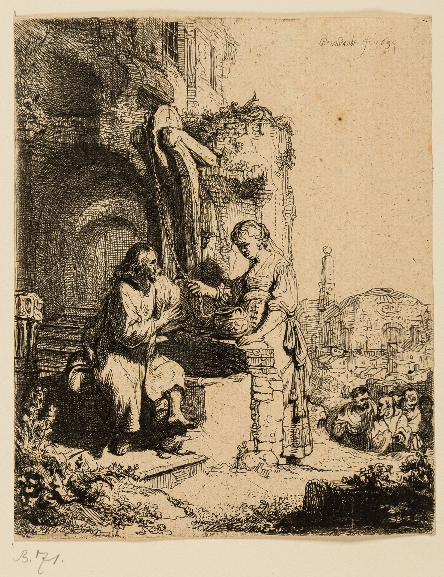 Rembrandt van Rijn (1606-1669) Christ and the Woman of Samaria among Ruins