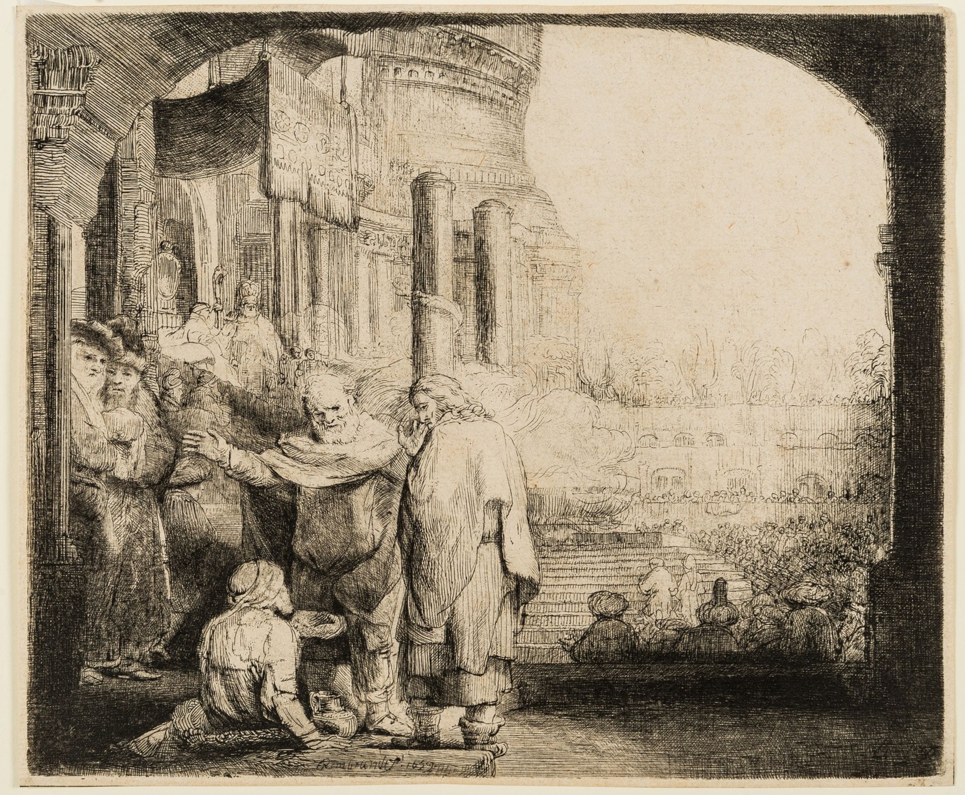 Rembrandt van Rijn (1606-1669) Peter and John Healing the Cripple at the Gate of the Temple