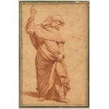 Edmé Bouchardon (1698-1762), Follower of. Drapery Study: Standing hooded monk pointing