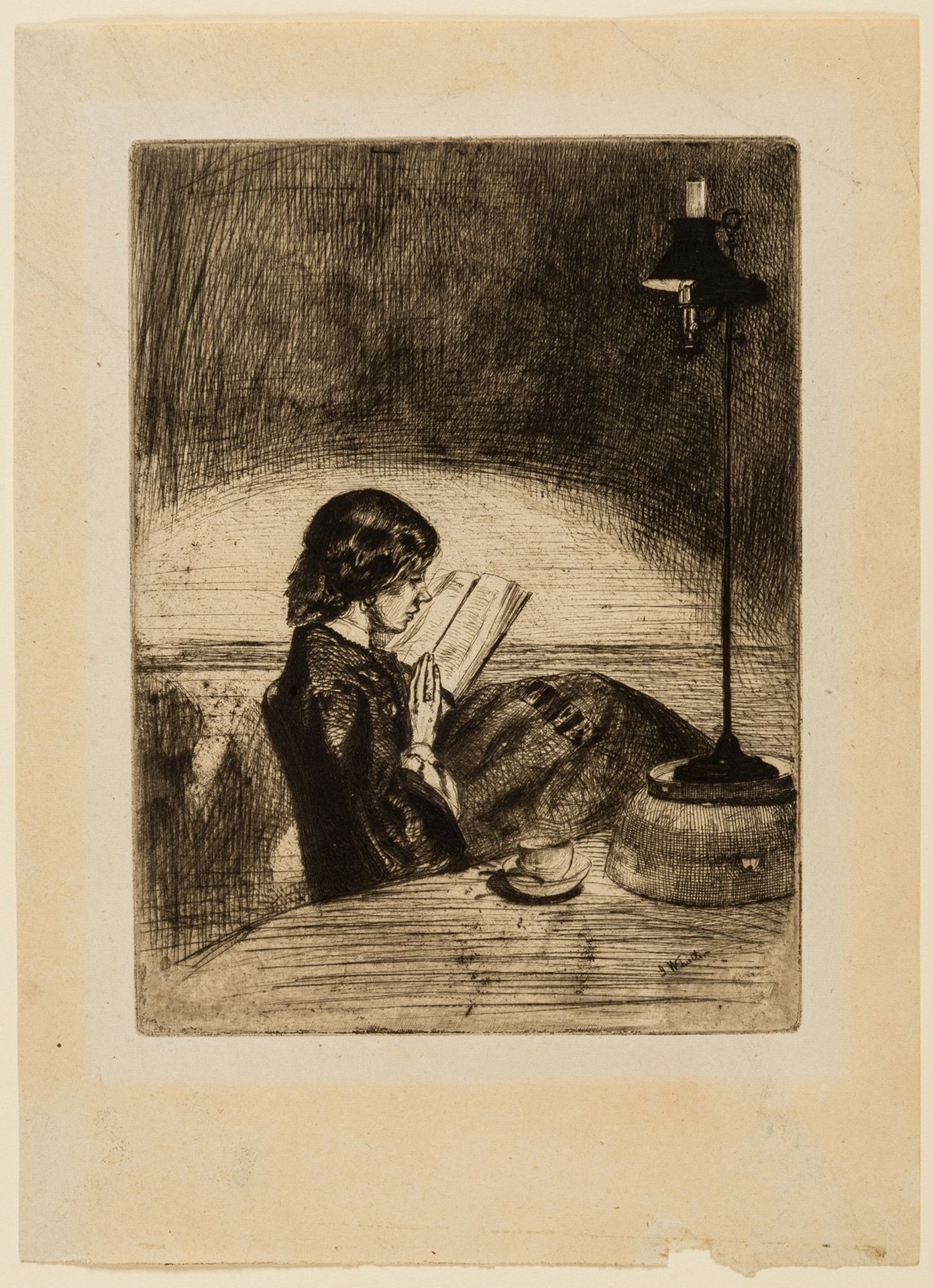 James Abbott McNeill Whistler (1834-1903) Reading by Lamplight