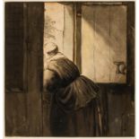 Cornelis Ploos van Amstel (1726-1798) Woman Leaning over a Lower Door, after Nicolaes Maes …