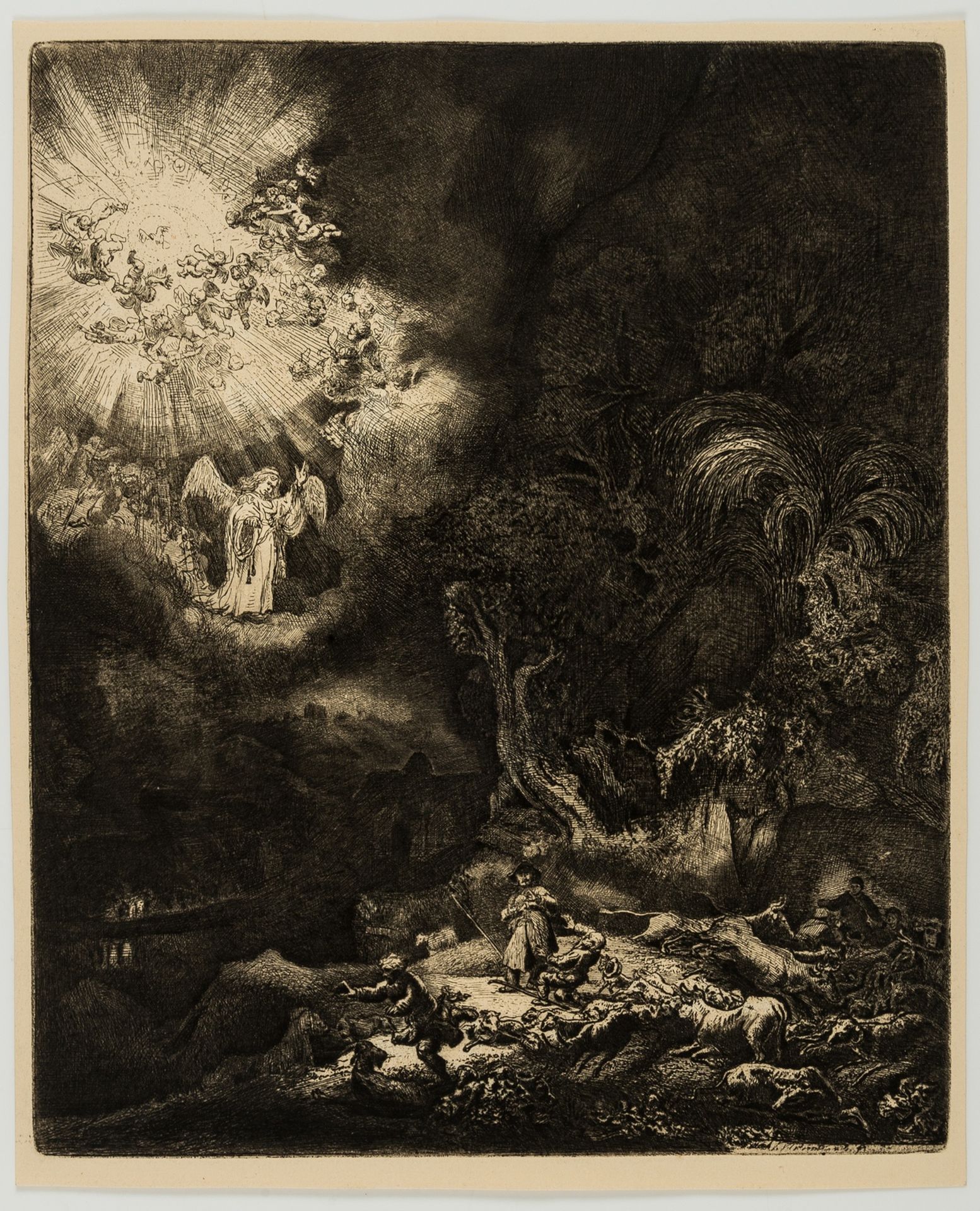 Rembrandt van Rijn (1606-1669) The Angel Appearing to the Shepherds