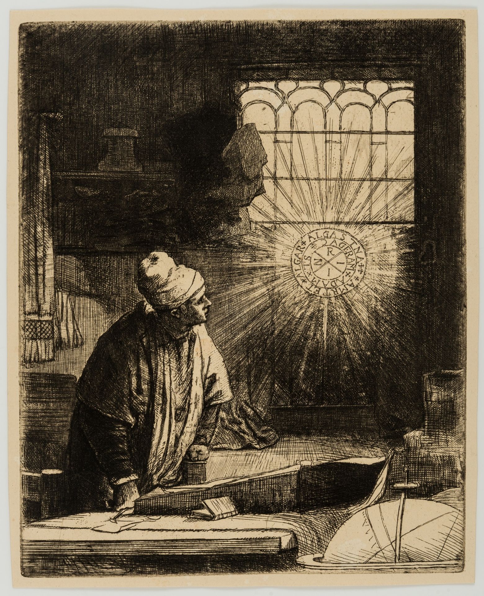 Rembrandt van Rijn (1606-1669) A Scholar in his Study ('Faust')