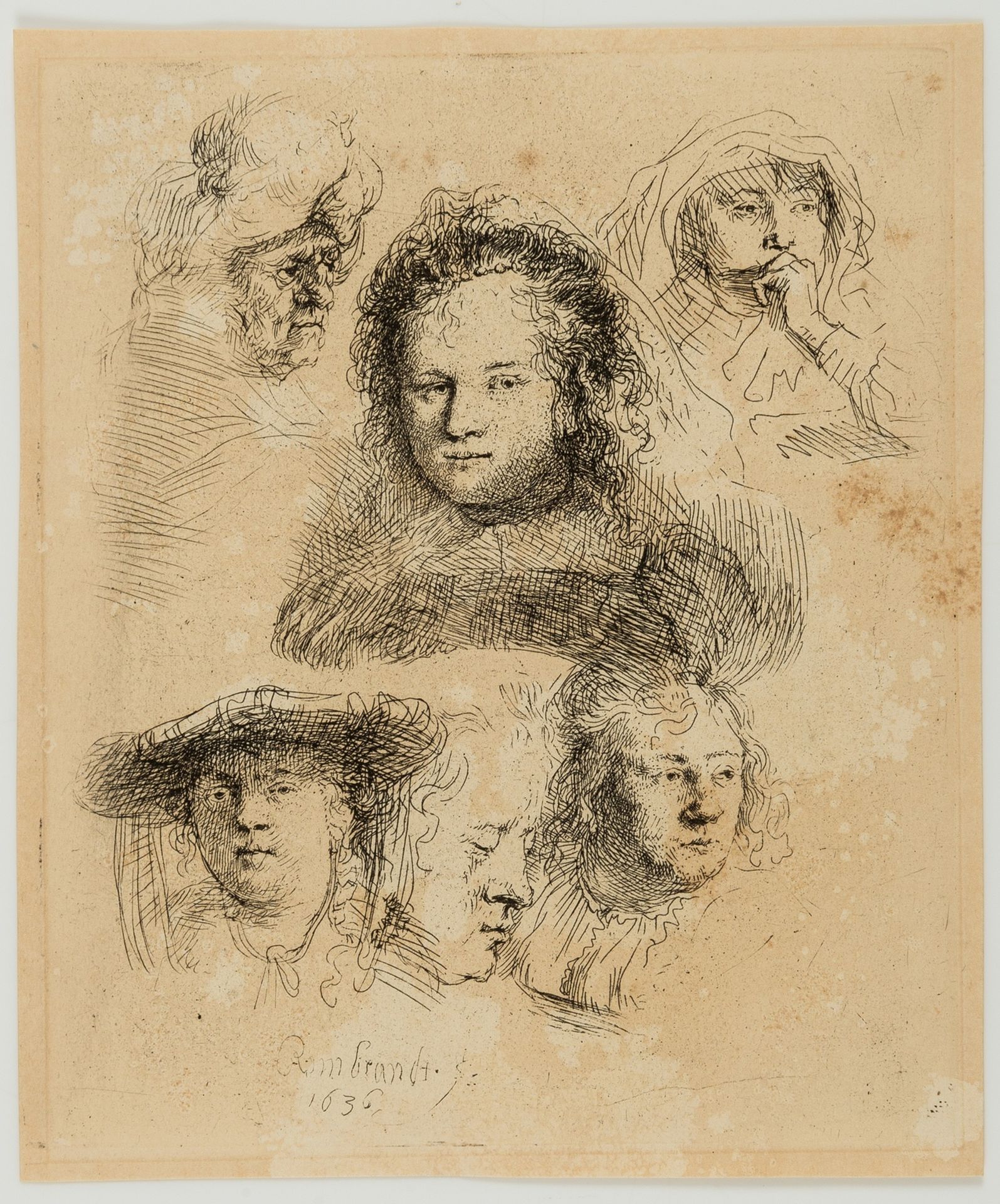 Rembrandt van Rijn (1606-1669) Studies of the Head of Saskia and Others