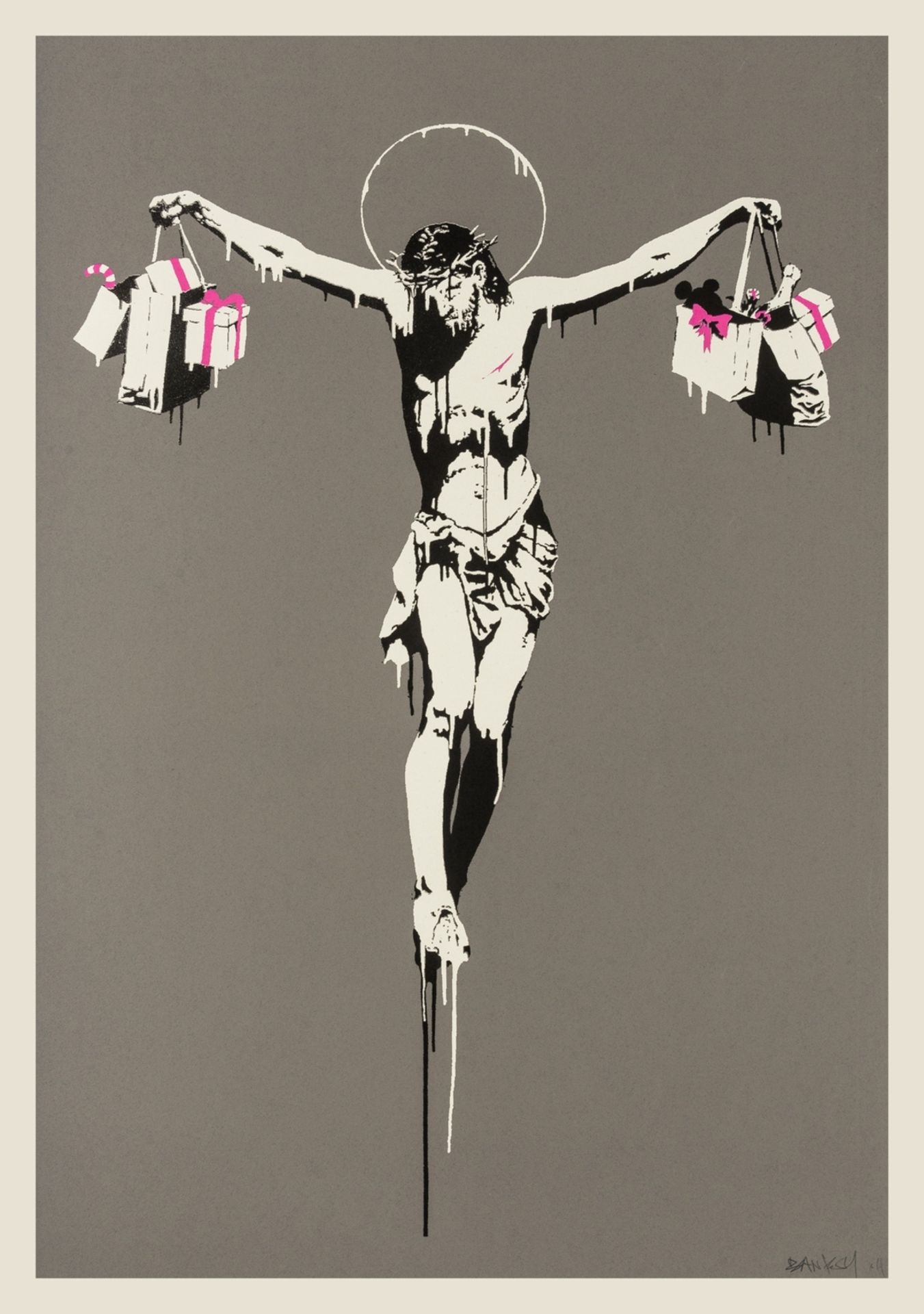 Banksy (b.1974) Christ with Shopping Bags (Signed)