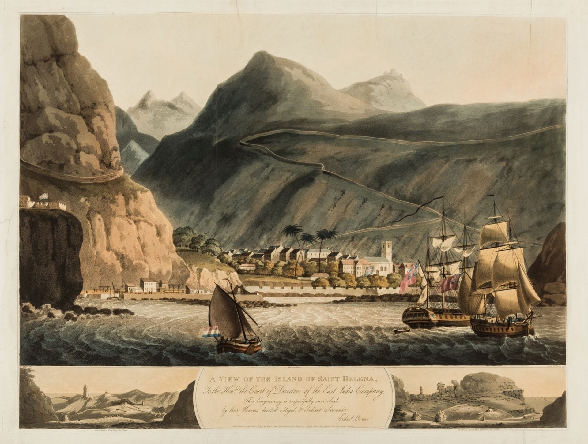 Napoleon's exile.- Bellasis (George Hutchins), After. A View of the Island of St Helena, aquatint, …