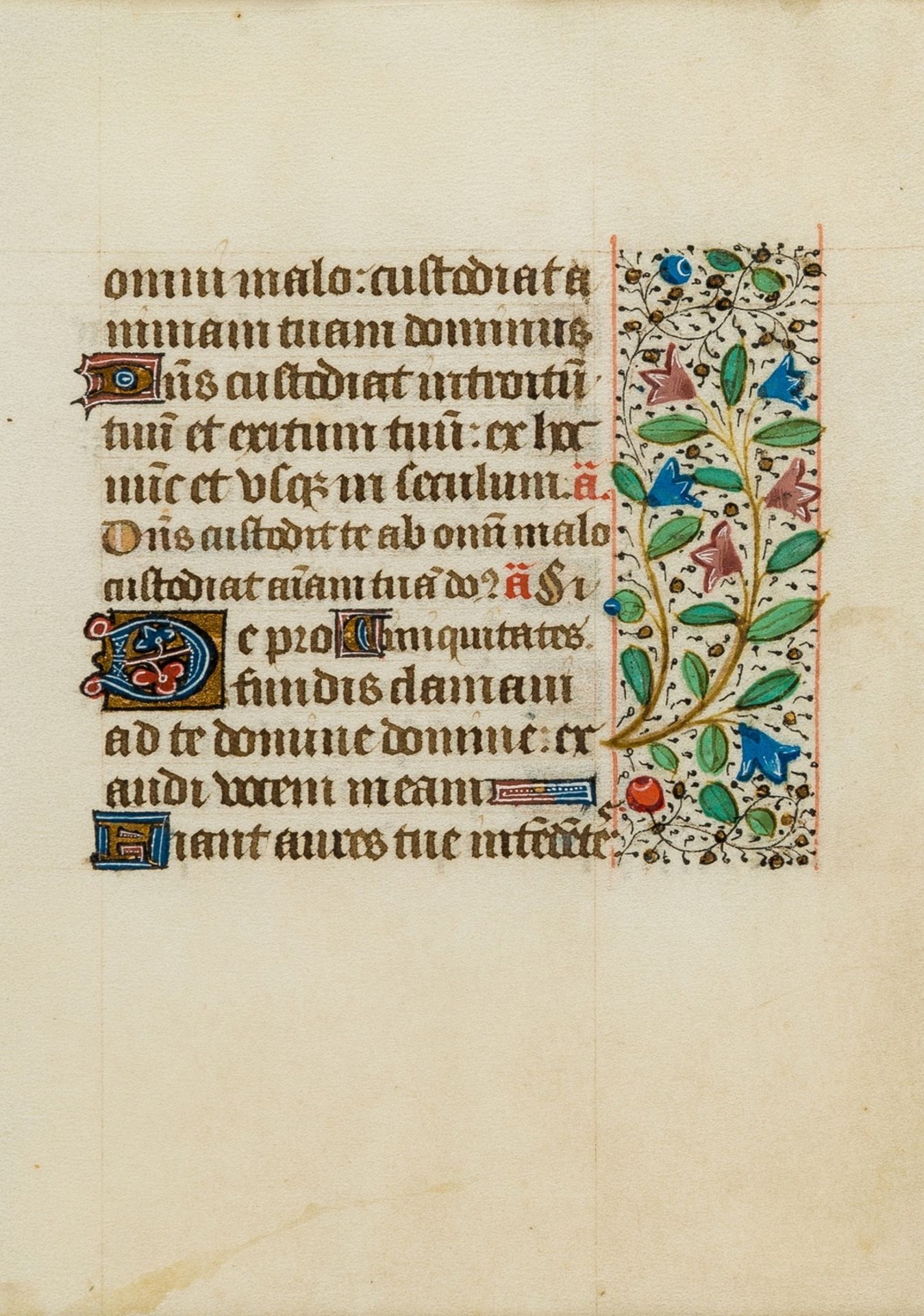 Book of Hours.- Single leaf from a book of Hours, manuscript in Latin, in a gothic bookhand, on …