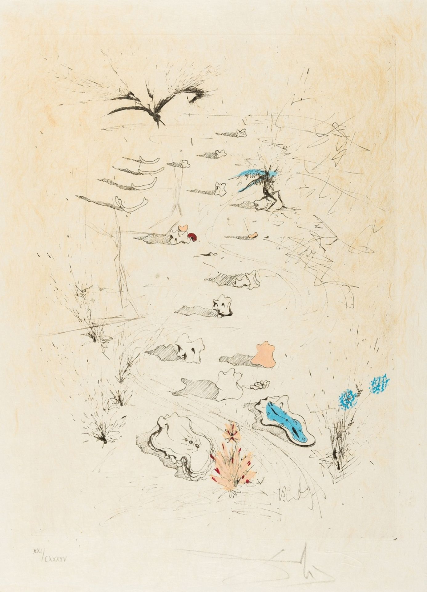 Salvador Dalí (1904-1989) Tête d'épines (Les Tranchée), from 'Poemes Secrets' by Guillaume …