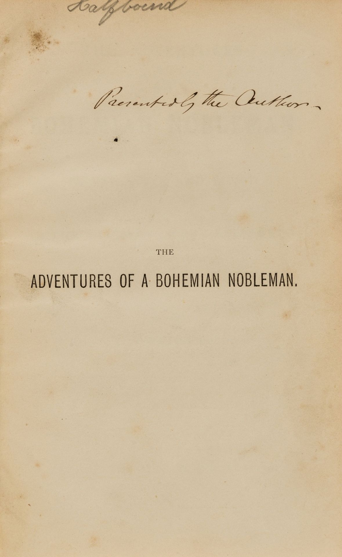 Middle East.- Wratislaw (Rev. A. H.) The Adventures of a Bohemian Nobleman in Palestine and Egypt, …