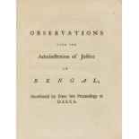 India.- Law.- Observations upon the administration of justice in Bengal; occasioned by some late …