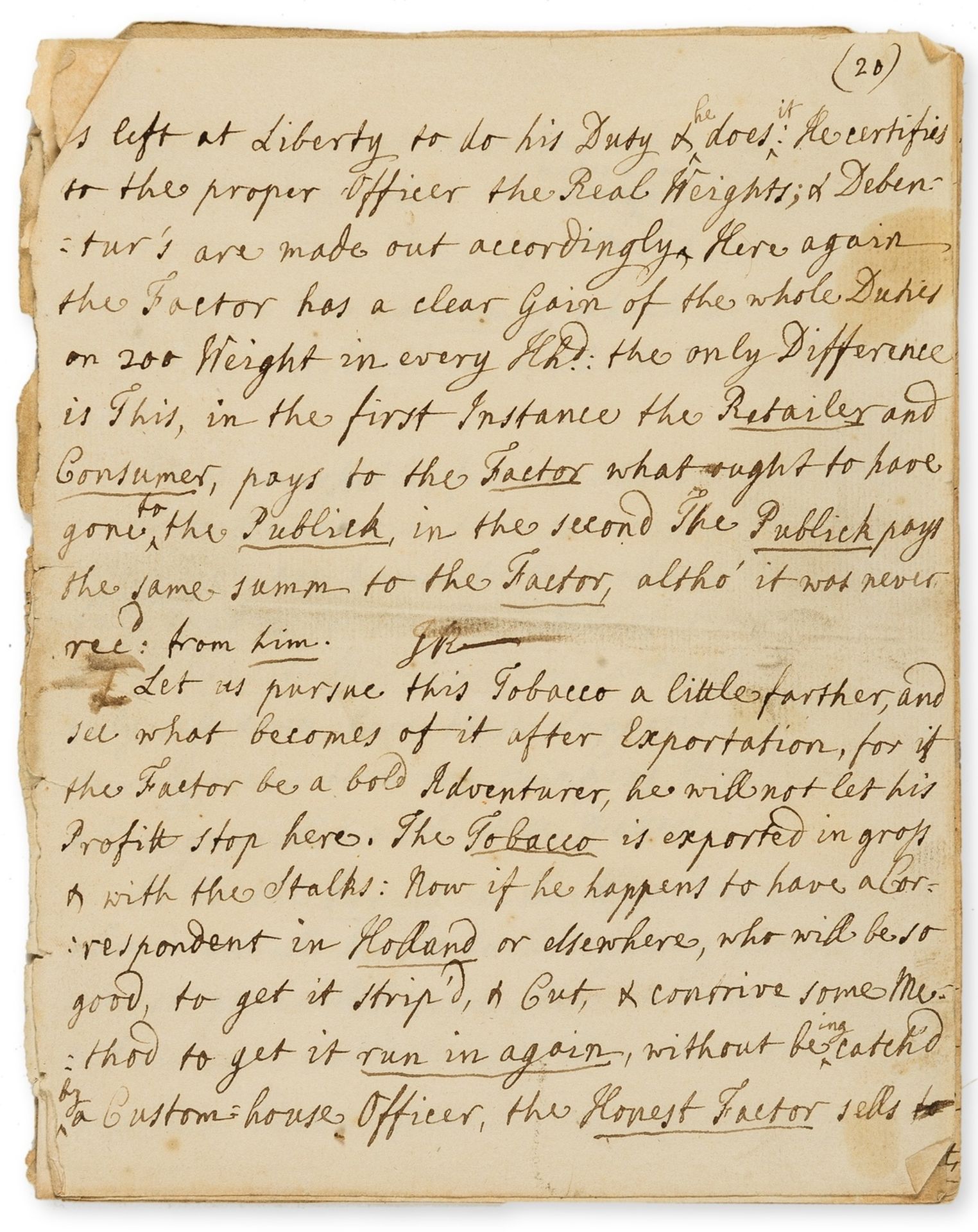 Tobacco duty.- Walpole (Robert) [A Letter from a Member of Parliament to His Friends in the …