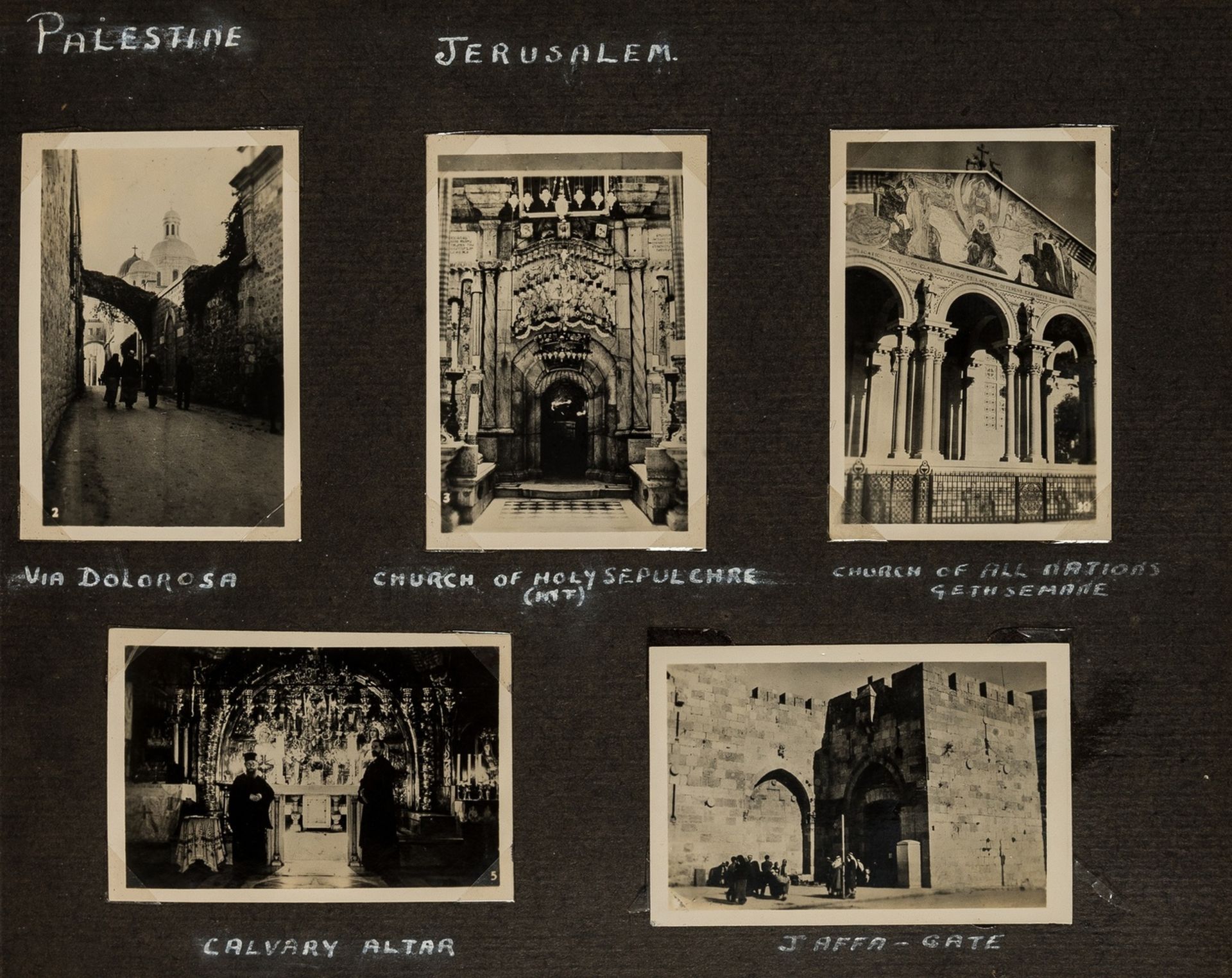 Holy Land.- Royal Air Force pilot's travel album with over 115 small photographs of Jerusalem, …