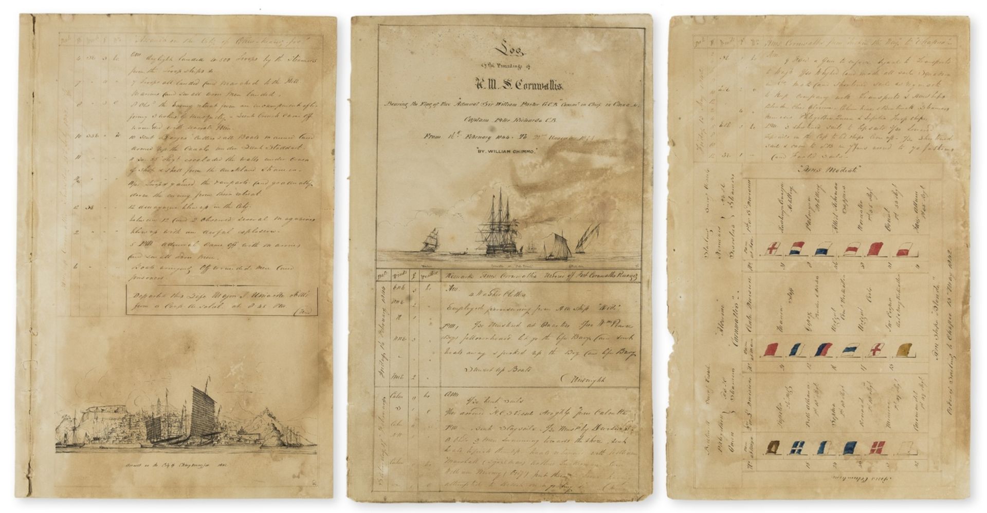 Royal Navy.- China.- Chimmo (William) Log of proceedings on H.M.S. Cornwallis, H.M.S. Rose, H.M.S. …