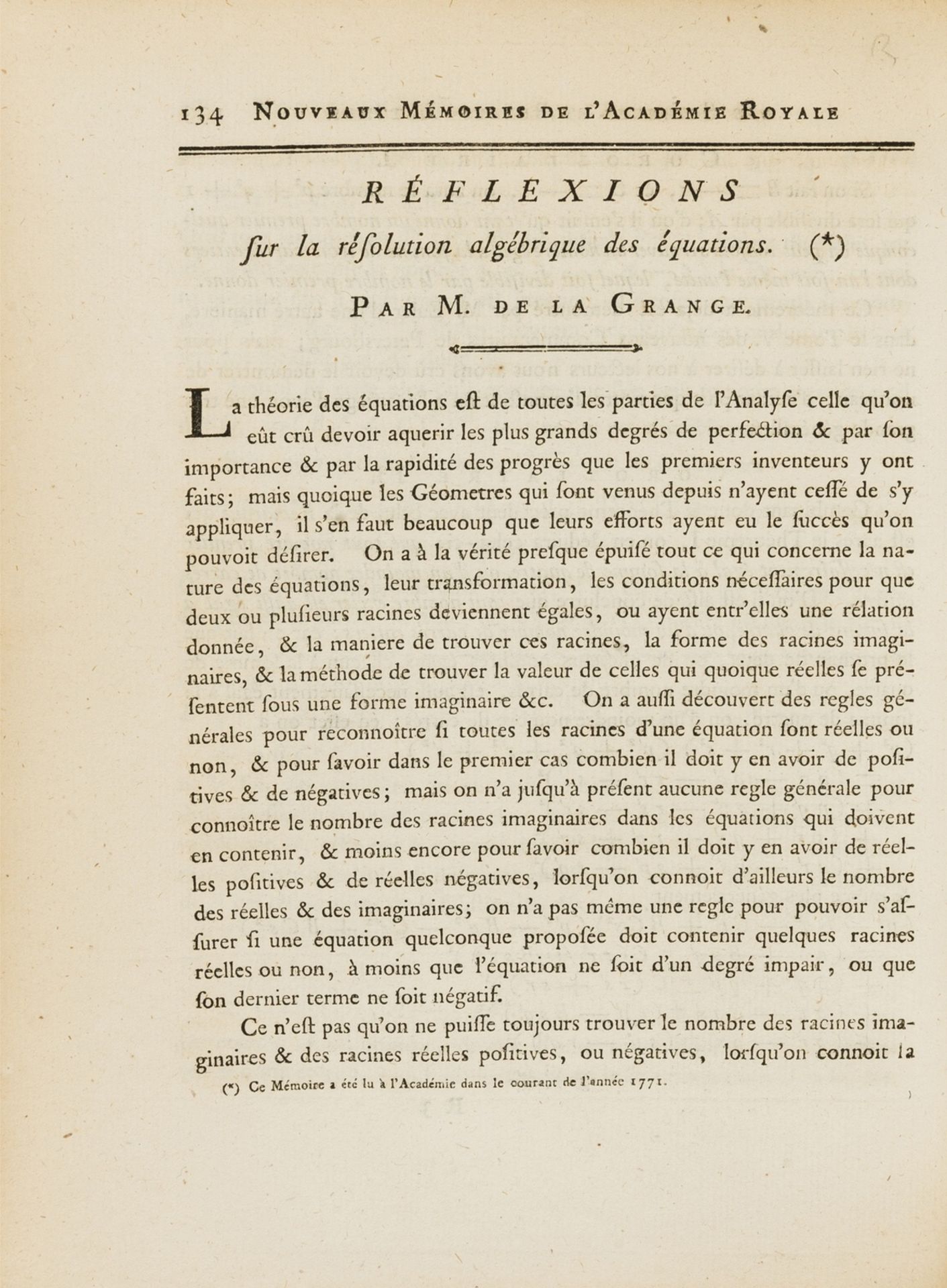 Lagrange (Joseph Louis) Sur La Solution des Problemes Indéterminés du Second Degré; bound with 13 …