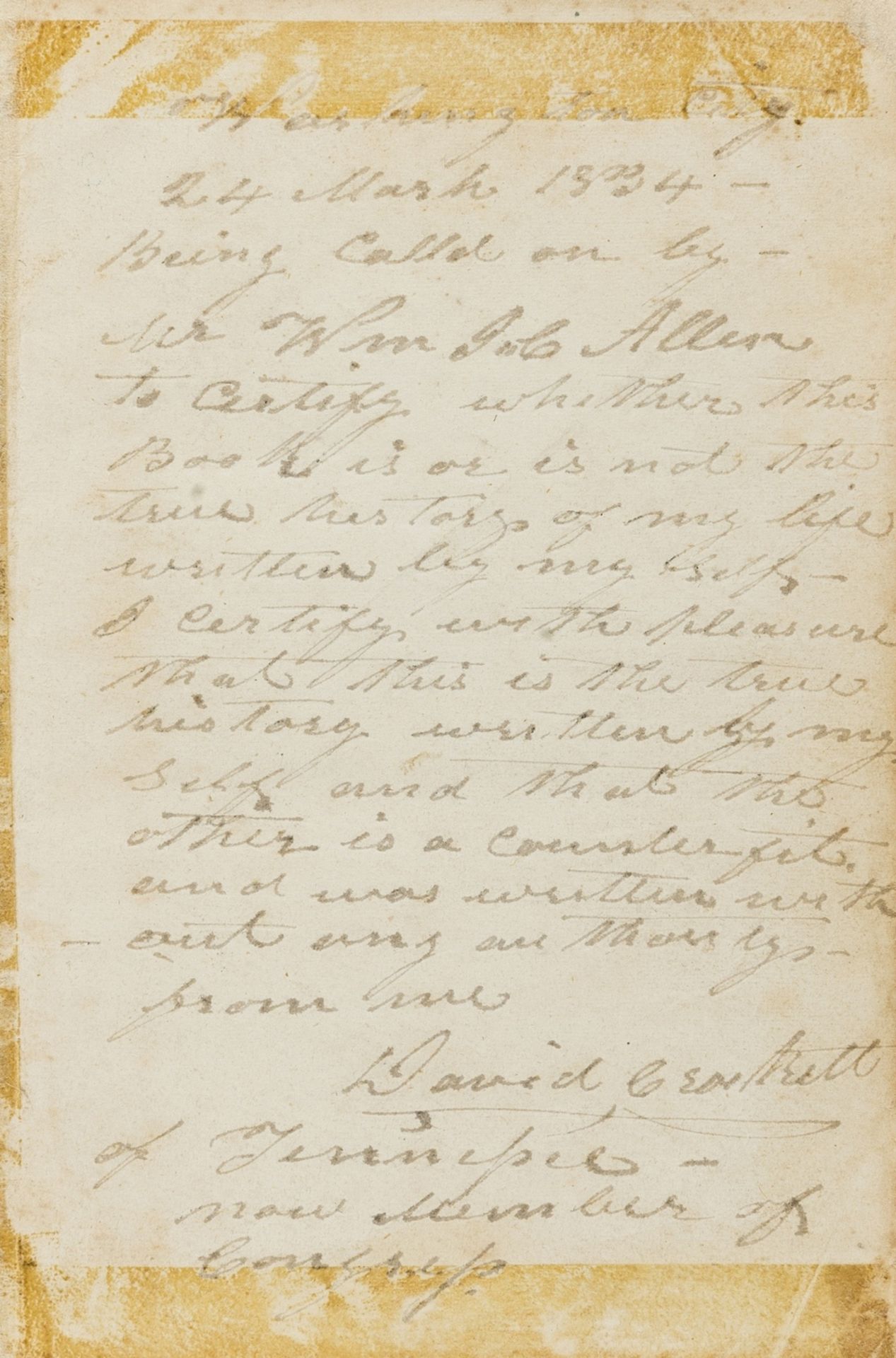 America.- Crockett (David) A Narrative of the Life of David Crockett, of the State of Tennessee, … - Image 2 of 2