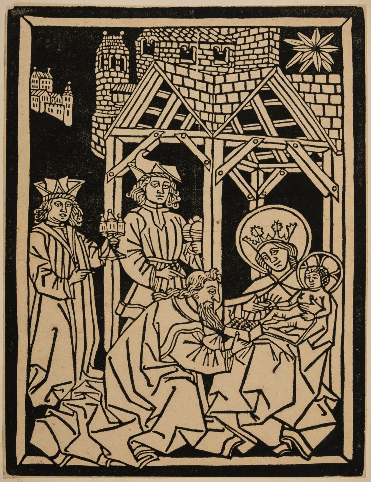 Early printing.- Anonymous (German) Adoration of the Magi, woodcut, probably late 18th century; … - Image 2 of 2