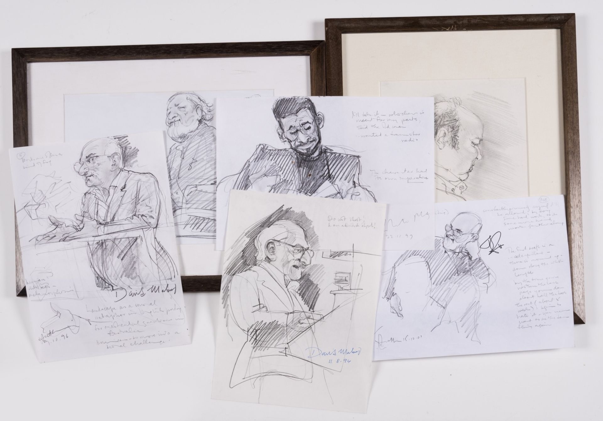 Spears (Heather) 14 graphite portraits of authors speaking at the Hay Festival, each signed by the …