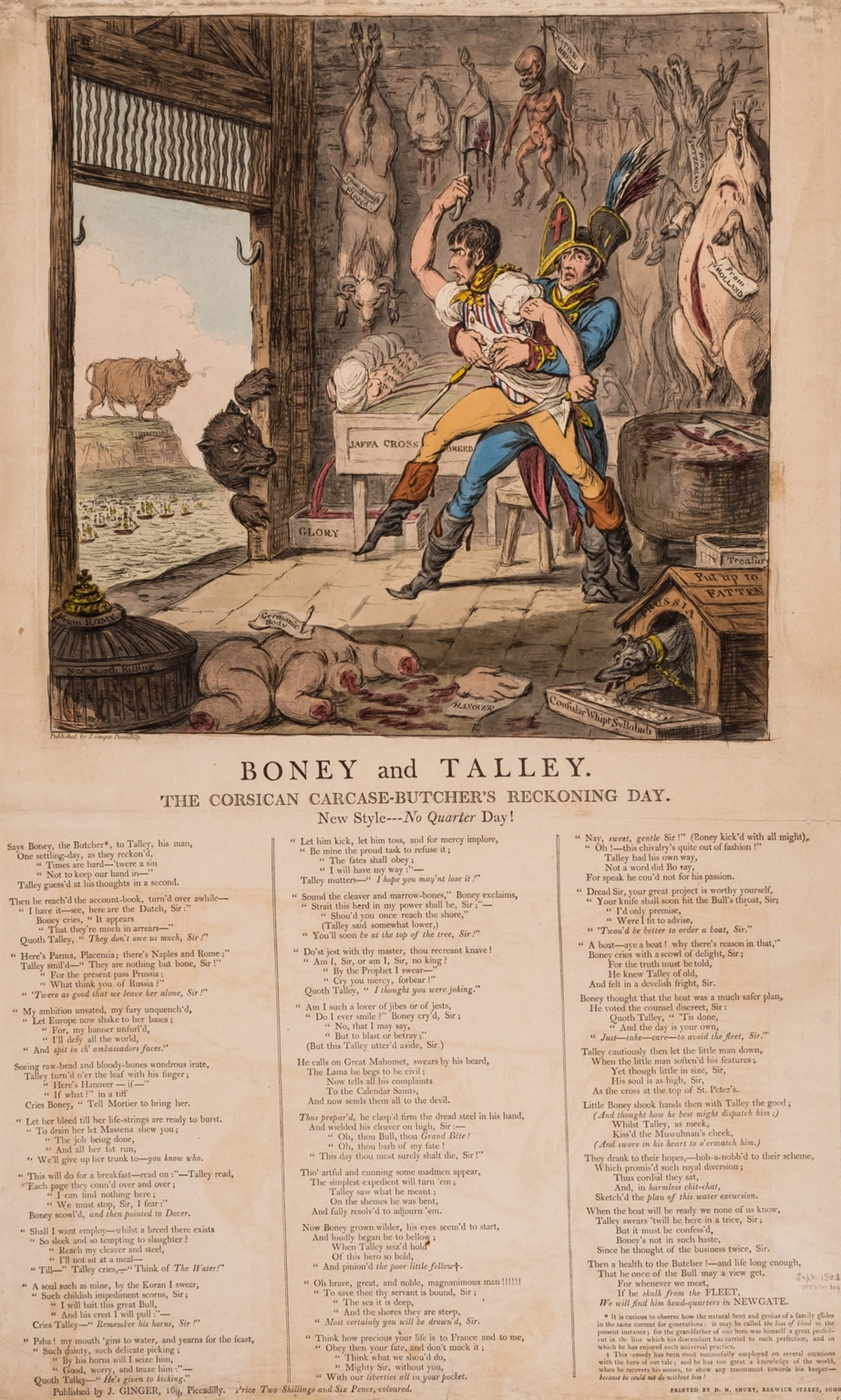 Gillray (James) Boney and Talley. The Corsican Carcase-Butcher's Reckoning Day, etching and …