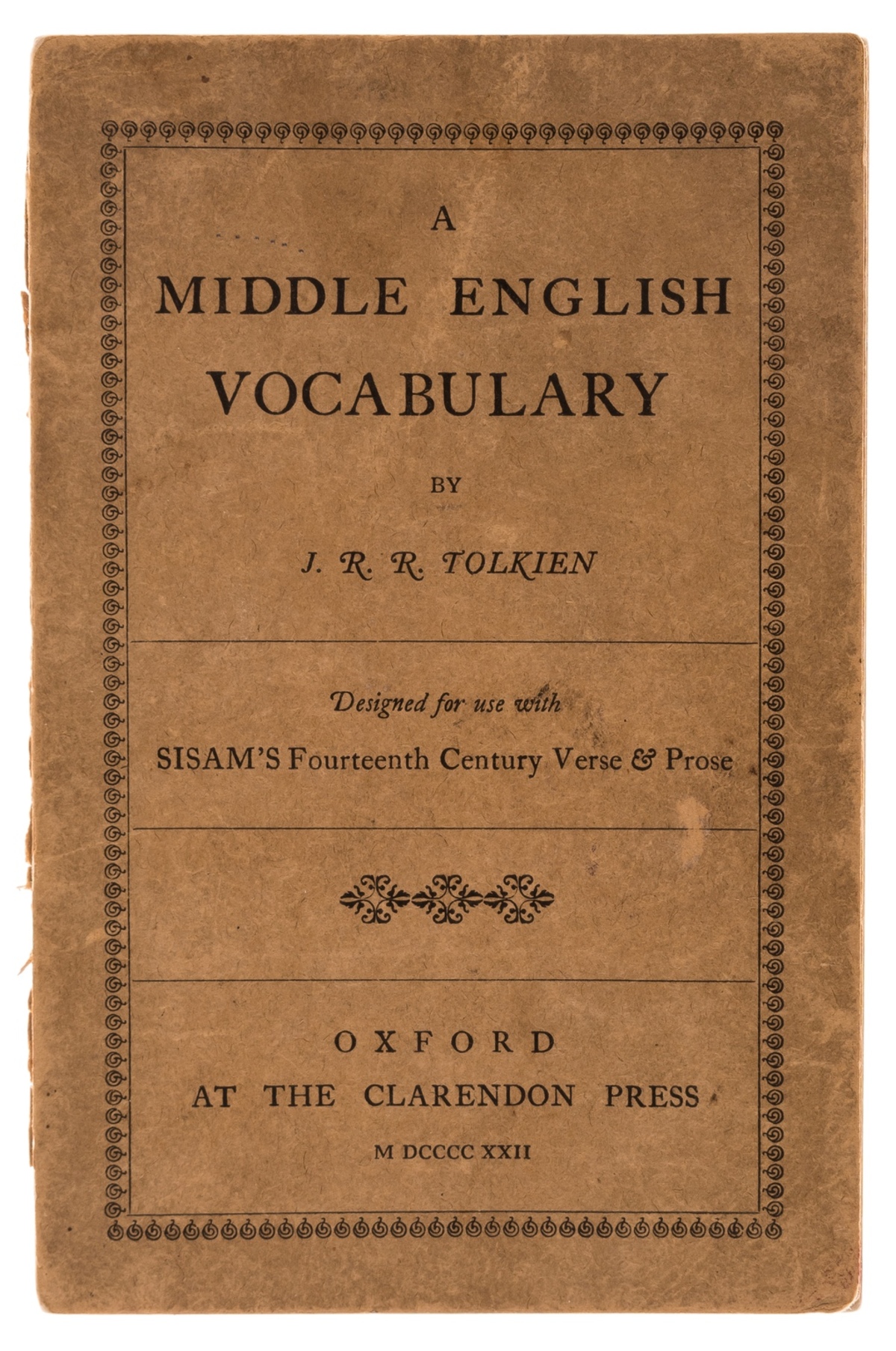 Tolkien (J.R.R.) A Middle English Vocabulary, first edition, first impression, Oxford, Clarendon …