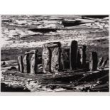 Hermes (Gertrude) Stonehenge, wood-engraving on Japon, signed, 1963.