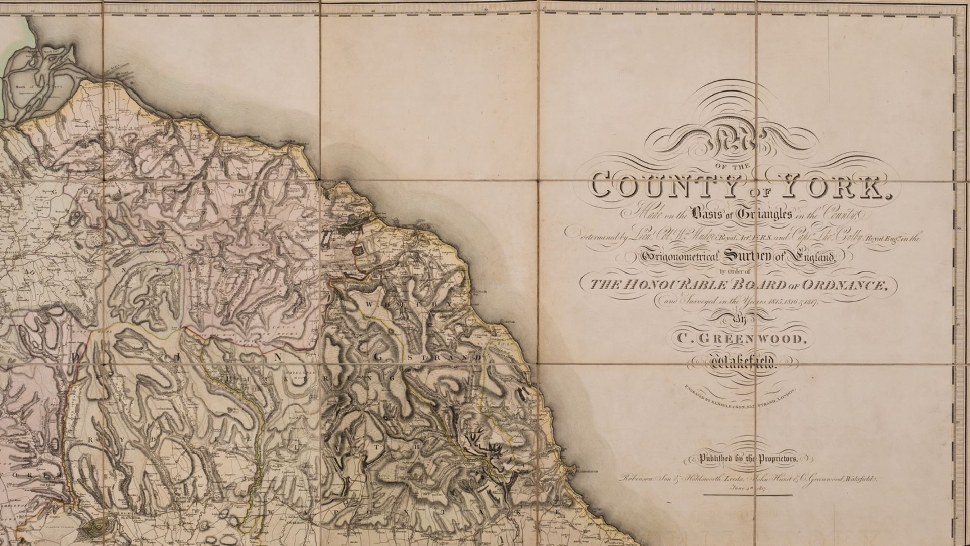 Yorkshire.- Greenwood (Christopher) Map of the County of York, made on the Basis of Triangles in …