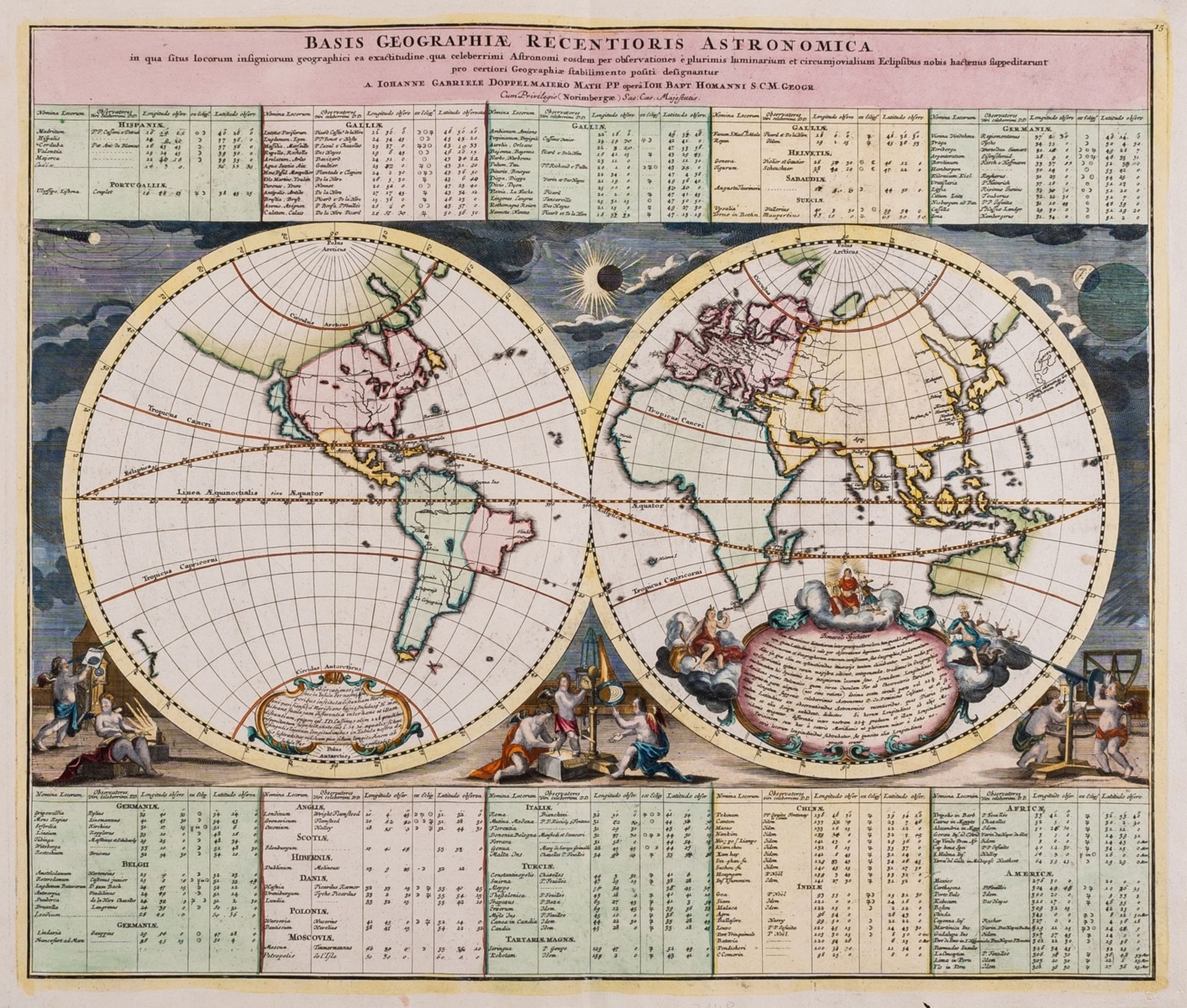 World.- Doppelmayr (Johann Gabriel) Basis Geographiae Recentioris Astronomica in qua Situs Locorum …