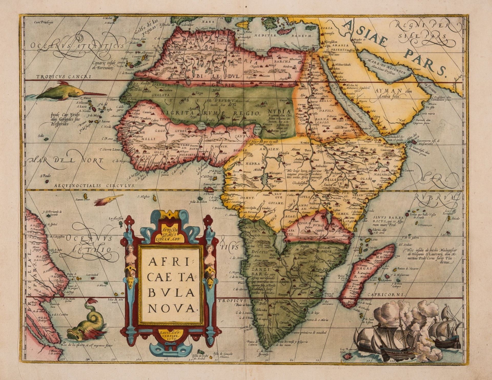 Africa.- Ortelius (Abraham) Africae Tabula Nova, engraved map, [c.1570-1612].