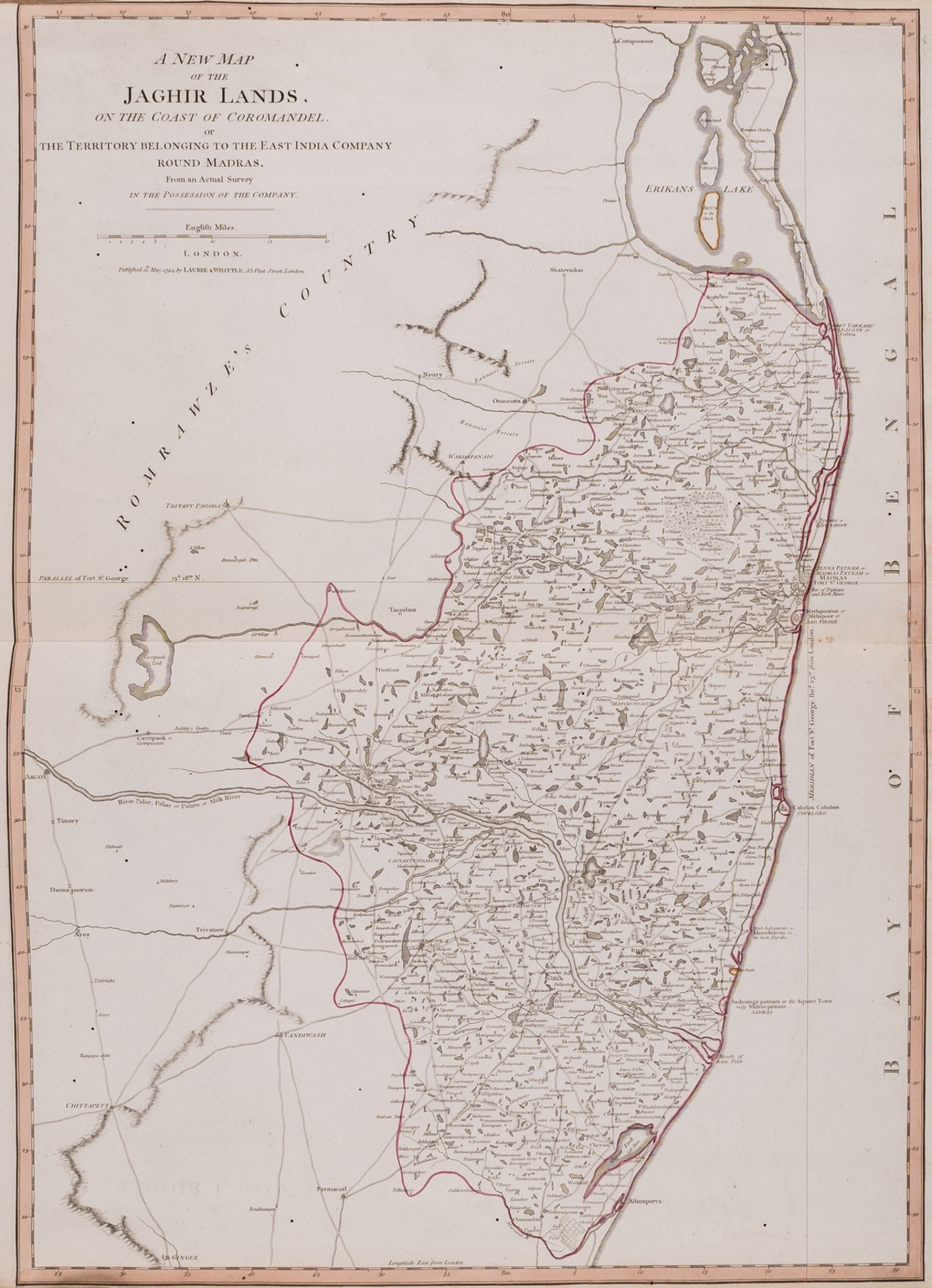 India.- Laurie & Whittle (publishers) A New Map of the Jaghir Lands, engraved map, 1794; and …